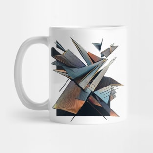 Modern abstract | Flying triangular | Black, Blue, and Orange Mug